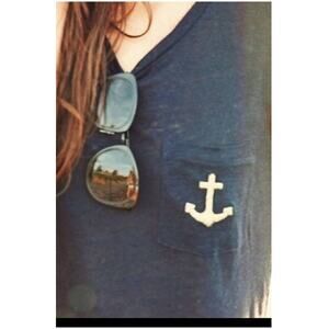 J Crew Anchor Navy Burnout  Short Sleeve Tee Shirt XS